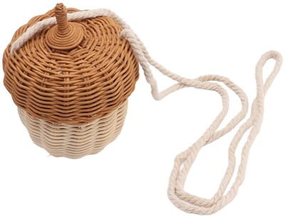 Dailygoods- Mand Rotan Handgemaakt - Kindermand - Opbergmand - Denenappelvorm - Handgeweven - Lichtgewicht 53 g