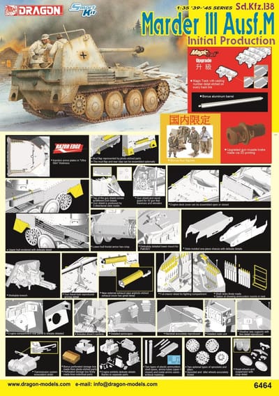 Dragon Modelbouwpakket Militaire voertuigen - 6464 Marder III Ausf.M eerste productie - Sd.Kfz.138 Plastic - 1:35 - Modelbouw