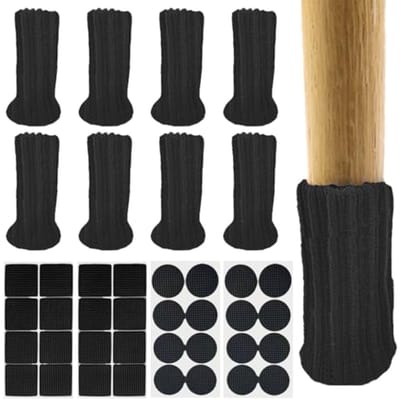 8 Stuks Stoelsokken en 4 Stuks Antislippads – Antislip Pads voor Meubelpoten, Vilt Stoelpootdoppen en Geluidsreducerende Meubelbescherming