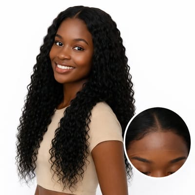 SassyGoods Luxe Lace Wig - Zwarte Pruik Krullend – 13x4 Lace Closure - 180% Dichtheid – Dames Pruiken Lang Haar Zwart - 66 cm