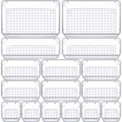 Solidchoice- Ladeorganiser 16-Delig - Opbergdozen - Stapelbare Organiser - Doorzichtig Plastic - Makeup/Bureau/Badkamer - Ruimtebesparend Systeem