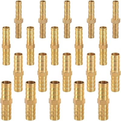 Set van 20 Messing Slangkoppelingen voor Tuin, Diameter 6 mm, 8 mm, 10 mm, 12 mm