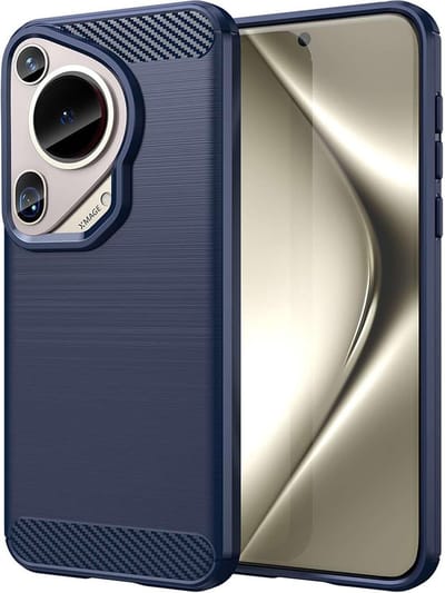 Hoesje geschikt voor Huawei Pura 70 Ultra - Techsuit Carbon Silicone Back Cover - Blauw