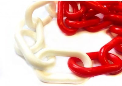 Afzetketting Rood - Wit - 25 meter lang - 6 mm | Afzetting - Afzetten - Barrière - Veiligheid - Verkeer - Ketting | De Veiligheids-winkel