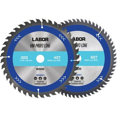 Labor HM cirkelzaagblad hout 300x30x3,0mm - 40,60T (2 Stuks)