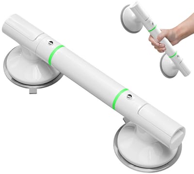 GOODEVN Handgreep met Zuignap voor Badkamer - Veiligheidsgreep -Zonder Boren 110kg Draagkracht - Met Veiligheidscontrole en Licht in het Donker - Voor Douche en Wc