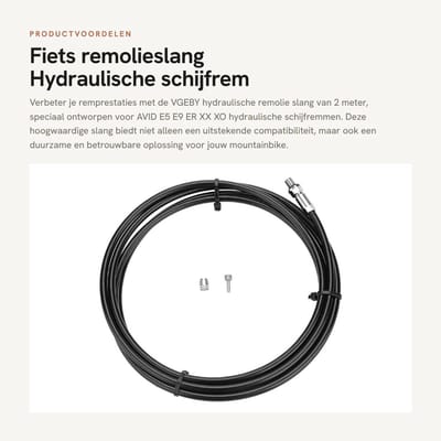 Dailygoods- Remolieslang 2 m - Hydraulische Schijfremleiding - Olijf/Verbindingsinzetstuk - Duurzaam - Hoge Temperatuurweerstand - Verbeterde Remprestaties - Remleiding