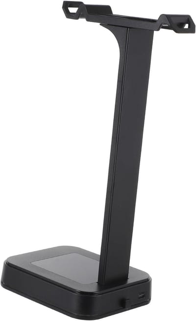 Koptelefoon Standaard - Oortjes Houder - Bureau Organisatie - Met USB Poorten - 26.7 cm - Zwart