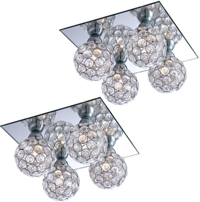 Plafondlamp Sferen Kristallen lamp chroom Kristallen Modern, metaal, 4-polige G9 fitting, LxBxH 23x23x13,2 cm