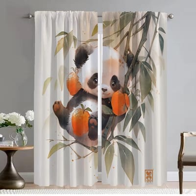 Verduisterend Gordijn voor Kamer 2 Panelen Kawaii Panda Moderne Woonkamer Gordijnen Shades Tule voor Slaapkamer Halloween Decoratie Keuken W50xH70cmx2pcs-CL gray