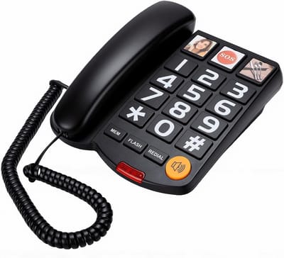 Vaste Telefoon - Seniorentelefoon Huistelefoon - Gemakkelijk Bellen - Extra Luide Beltoon - 20.5 cm - Zwart