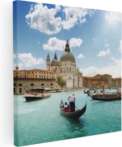 Artaza Canvas Schilderij Gondel Venetië - 30x30 cm - Klein - Wanddecoratie Italië - Muurdecoratie Stad - Kamer Accessoires Canal Grande