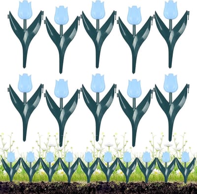 Bloembedrand 10 Stuks - Tuinrand Blokken - Tuin Organiseren - Flexibel Weerbestendig - 30x25 cm - Blauw