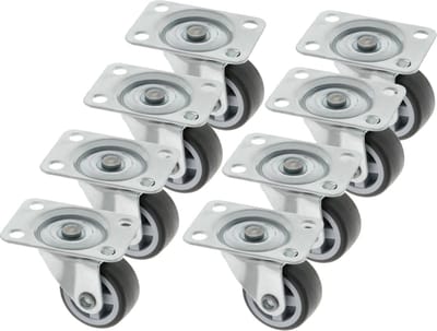 AMIG zwenkwiel/transportwiel - 8x - D25mm - rubber - 40kg draagvermogen - grijs