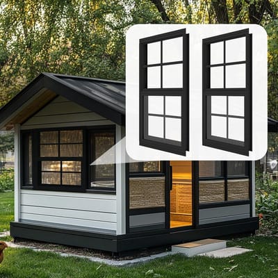 Schuur Ramen - Inbouw Venster - Ventilatie Buitenruimte - Gehard Glas - 18x23 Inch - Zwart
