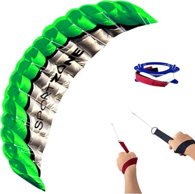 Stuntvlieger - Parachute kite - strandvlieger - 2.5m dubbele lijn - Groen parafoil - Kite