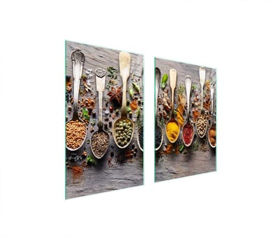 TMK ArtDeko Serie - Glazen Beschermplaat voor Keuken - 65x52 cm - Specerijen - Veelzijdig Gebruik