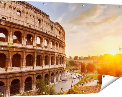 Gards Tuinposter Colosseum bij Zonsondergang in Ital�e - 120x80 cm - Tuindoek - Tuindecoratie - Wanddecoratie buiten - Tuinschilderij
