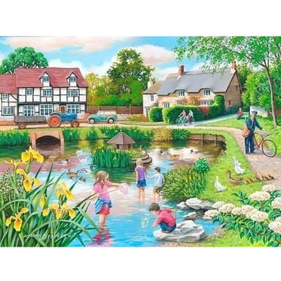 Landschap Cottage 5D Diy Diamant Schilderen diamante Mozaïek boor iconen 3D Diamant Borduren Steentjes Verf 20X30CM blue