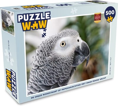 Puzzel De grijze roodstaart of papegaaiachtige met haar mooie vacht - Legpuzzel - Puzzel 500 stukjes
