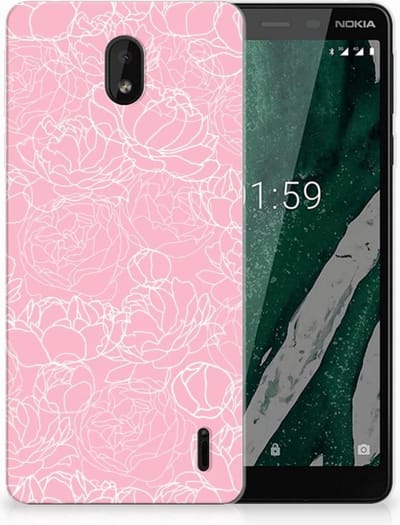 Nokia 1 Plus TPU Case White Flowers
