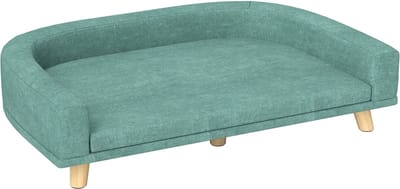 Hondenbank 98x67x25 cm Hondenbed Groen Houten Poten Kussen Voor Grote Honden Verhoogd Ontwerp Goed Comfort Stabiel En Stijlvol Geschikt Voor Honden Tot 30 kg Eenvoudig Te Monteren