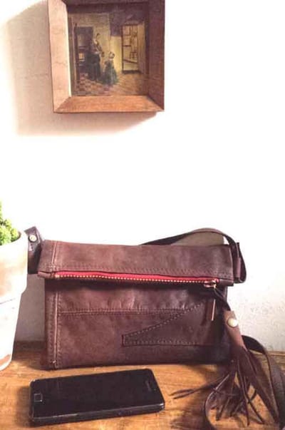 Toetie & Zo Handgemaakte Leren Tas Bruin, schoudertas, crossbodytas