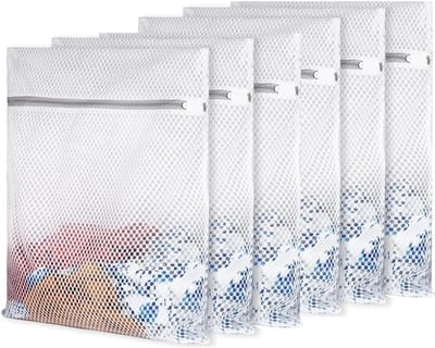 Set van 6 ademende waszakken van mesh stof, 30 cm x 40 cm voor lingerie, ondergoed en sokken, duurzaam en geschikt voor wasmachines
