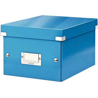 Leitz WOW Click & Store Kleine Opbergdoos - 84% Gerecycled Karton - 22 x 28.2 cm (BxHxD) -Ideaal voor Kantoor en Thuiskwerken - Blauw