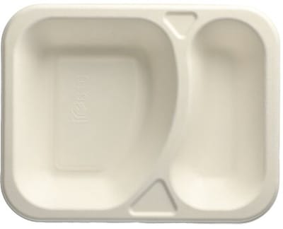 100 Menubakken topseal Suikerriet 2-vaks 825 ml 4,2 cm x 18,5 cm x 23,5 cm wit