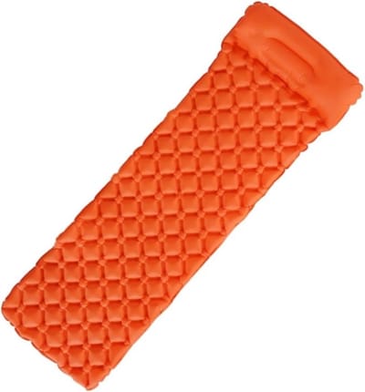 Opblaasbaar Luchtbed - Kampeer Matras Slaapmat - Reizen Kamperen - Met Kussens - 190 x 60 x 5 cm - Oranje