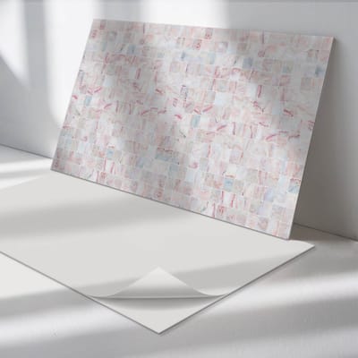 Wallfluent Vinyl Wandpaneel - Vierkant mozaïekpatroon PVC Muurpaneel - 100 cm x 50 cm - Roze PVC wandpaneel - 1 stuk - Rechthoekig Wandbekleding Vinyl - Texturen Wandpaneel - Zelfklevende Wandbekleding - Wandpaneel Keuken en Badkamer