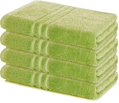 Lavea® Set van 4 handdoeken 70x140 cm – 100% katoen – Zacht en absorberend – Ideaal als badhanddoek, badlaken of handdoek voor dagelijks gebruik – Lindegroen
