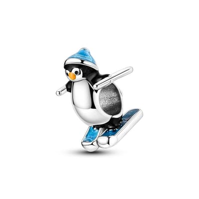 Métal Cuivre Mignon Pingouin Breloque Perles Composants Composant de Perle Cœur Bleu Zircon Pendentif Hiver Composants de Perle Compatible Avec Authentique Original white