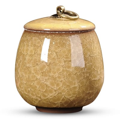 Luxe Urn 170 ML - Crematie Urn - Uniek - Voor Huisdieren of Menselijk As - Crematie As - Mini Urn - Decoratie Urn - GEEL