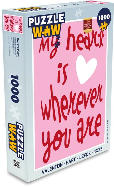 Puzzel Valentijn - Hart - Liefde - Roze - Legpuzzel - Puzzel 1000 stukjes volwassenen