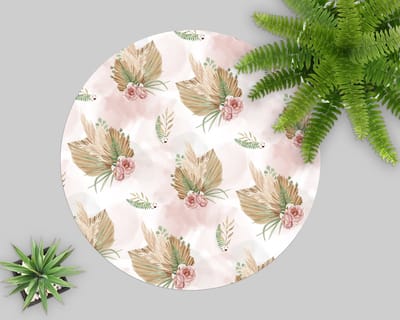 Coloray Vloerbeschermer - Bloemarrangement Stoel Mat - 100x100 cm - Roze Vloerbeschermer Groot - Vloerbeschermer Bureaustoel Tapijt - PVC Vloerbeschermer - Ronde Mat - Natuur Thema