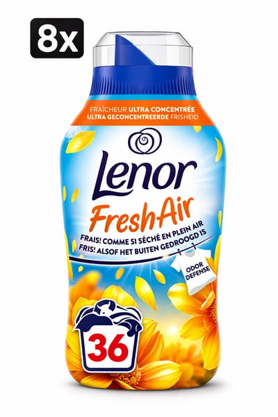 (8x) Lenor Wasverzachter Fresh Air Zonnestralen 36 Wasbeurten - 504 ml