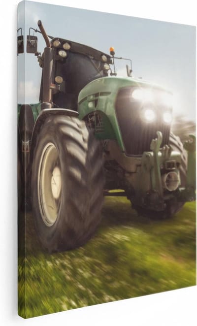 Artaza Canvas Schilderij Tractor Op Akker - 30x40 cm - Klein - Wanddecoratie Landbouw - Muurdecoratie Boerderij - Kamer Accessoires