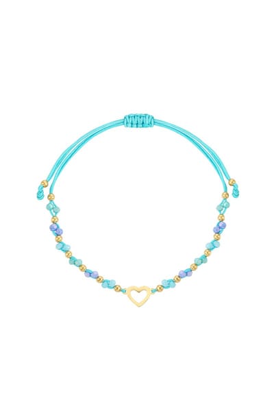 Zomer armbandje kleurrijk hart - blauw goud