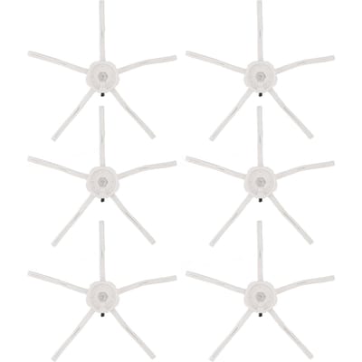 6PCS Brosse Latérale d'Aspirateur Robot Silicone Balayeuse Brosse Latérale de Rechange pour Xiaomi Roborock S7 Blanc blanc