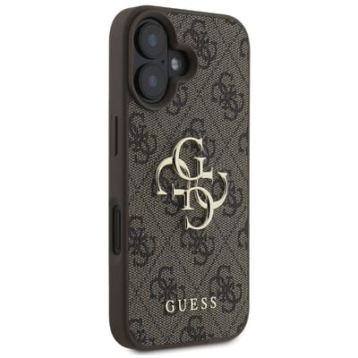Guess 4G Metal Logo Backcover voor de Apple iPhone 16 - Bruin