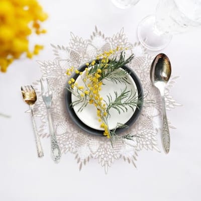NTH products- Doily Ronde Tafelkleed 40x40 cm - Linnen - Tafeldecoratie - Kant - Eettafel - Salontafel - Elegant Design