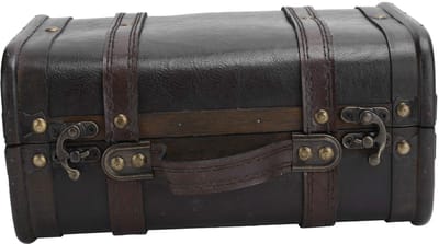 Vintage Houten Koffer - Oorbel en Ketting Organizer - Antieke Schatkist - Bruin - Woondecoratie - Afsluitbaar - Geschikt voor Fotografie