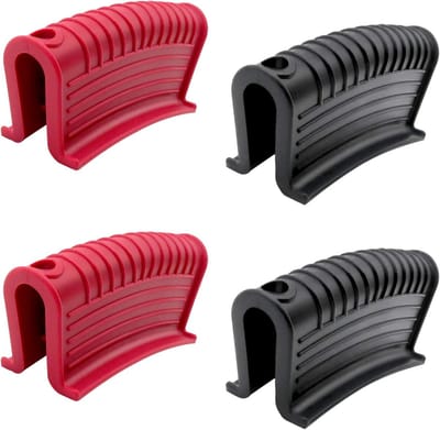 2 paar hittebestendige siliconen pannenlappen - antislip geïsoleerde handgrepen (zwart en rood)