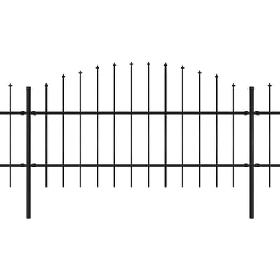 vidaXL - Tuinhek - met - speerpunt - staal - 1339x100 - cm - zwart