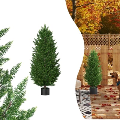 2e Kunstzeder 90cm Kunstbeukboom in Pot Cypresplant UV-bestendige Kunstplanten Zederboom Balkonplanten Kunstgroen voor Tuin, Balkon, Terras, Woonkamer, Kantoor