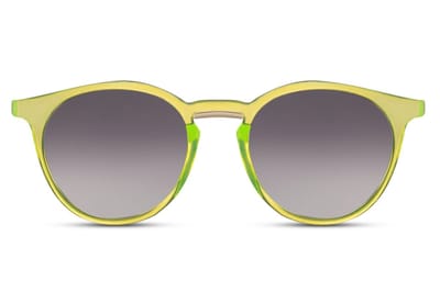 6484 Solo-Solis Ronde Zonnebril |Transparant overloop Zwart Glazen Lens | Neon Geel Montuur | Heren & Dames | Festival & Rave Bril | Retro & Trendy | Fashion Eyewear | Party & Outdoor Bril | UV400 | Gerecycled | Inclusief Brillen Sleeve & Brillendoek