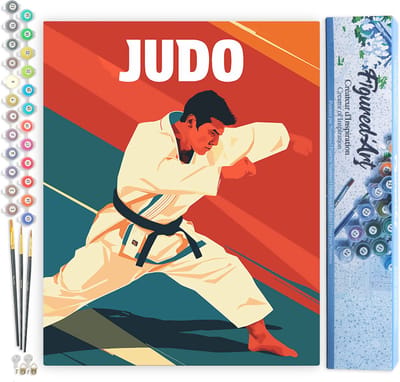 Figured'Art Schilderen op Nummer Volwassenen canvas Sportaffiche Judo- Handwerk acrylverf Kit DIY Compleet - 40x50cm zonder frame