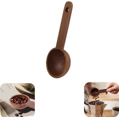 Maatlepel - koffiebonenmaatlepel - theelepel - groene boonlepel - lepel voor suiker - houten lepel - wasbaar - herbruikbaar - keukenaccessoire - geschikt voor het meten van koffiebonen, witte suiker, thee (bruin, 12*4,5 cm)